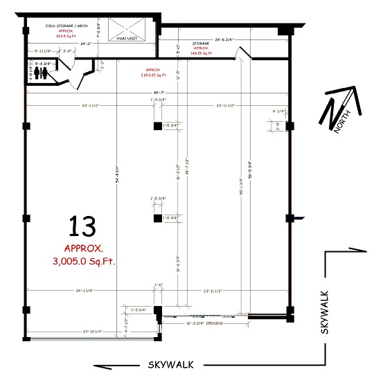 Floor plan for space 13 for lease in the Holiday Center